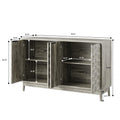 Credenza Moderna Grigia – 4 Ante con Rilievo a Rombo, 3 Ripiani Regolabili, 1 Utente