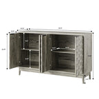 Credenza Moderna Grigia – 4 Ante con Rilievo a Rombo, 3 Ripiani Regolabili, 1 Utente