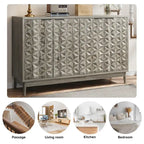 Credenza Moderna Grigia – 4 Ante con Rilievo a Rombo, 3 Ripiani Regolabili, 1 Utente