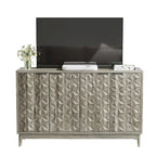 Credenza Moderna Grigia – 4 Ante con Rilievo a Rombo, 3 Ripiani Regolabili, 1 Utente