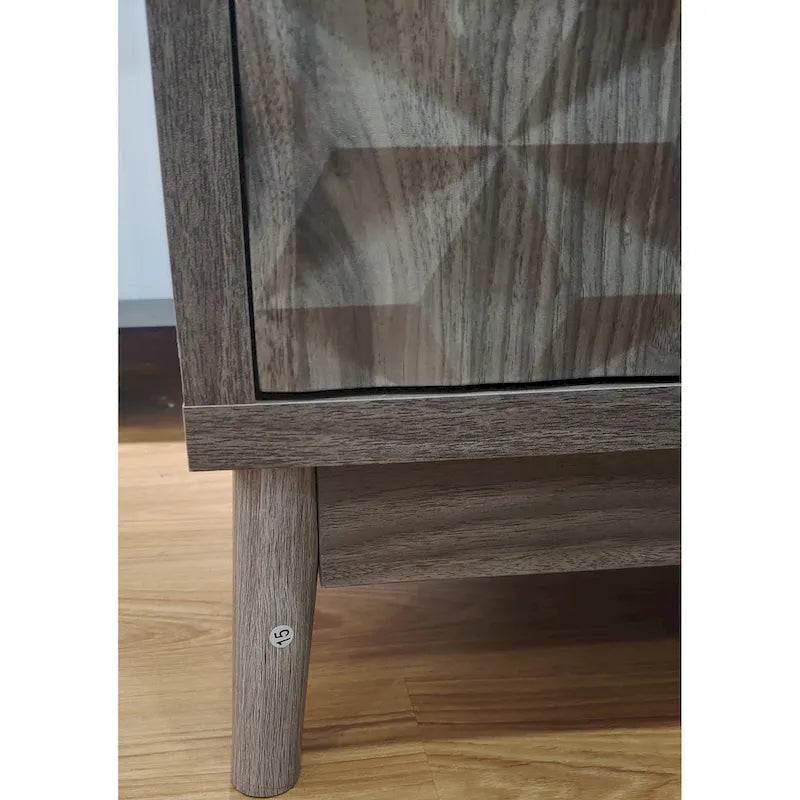 Credenza Moderna Grigia – 4 Ante con Rilievo a Rombo, 3 Ripiani Regolabili, 1 Utente