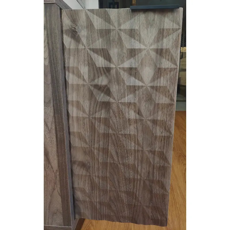 Credenza Moderna Grigia – 4 Ante con Rilievo a Rombo, 3 Ripiani Regolabili, 1 Utente