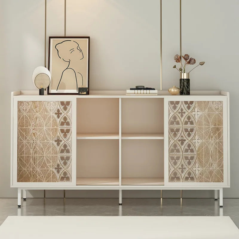 Armadietto contenitore bianco vintage a 2 ante, stile rustico