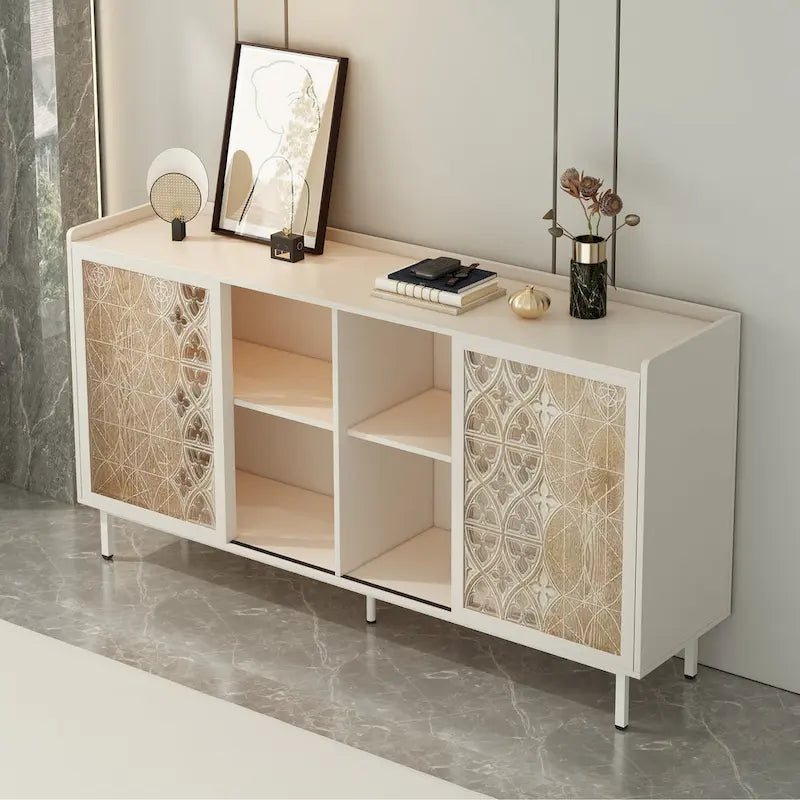 Armadietto contenitore bianco vintage a 2 ante, stile rustico
