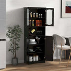 Mobiletto alto da bagno bianco e nero con ante in vetro satinato, autoportante