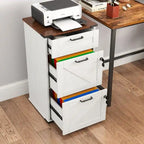 Armadio Classificatore a 3 Cassetti Stile Porta Scorrevole, Grigio/Bianco/Marrone, con Serratura, 1 Persona
