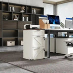 Armadio Classificatore a 3 Cassetti Stile Porta Scorrevole, Grigio/Bianco/Marrone, con Serratura, 1 Persona