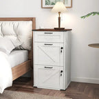 Armadio Classificatore a 3 Cassetti Stile Porta Scorrevole, Grigio/Bianco/Marrone, con Serratura, 1 Persona