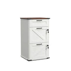 Armadio Classificatore a 3 Cassetti Stile Porta Scorrevole, Grigio/Bianco/Marrone, con Serratura, 1 Persona