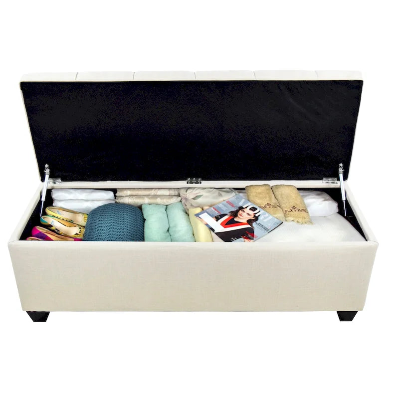 Panca contenitore trapuntata con motivo a rombi, 1 posto, grigia / beige / grigio-rossa / azzurra