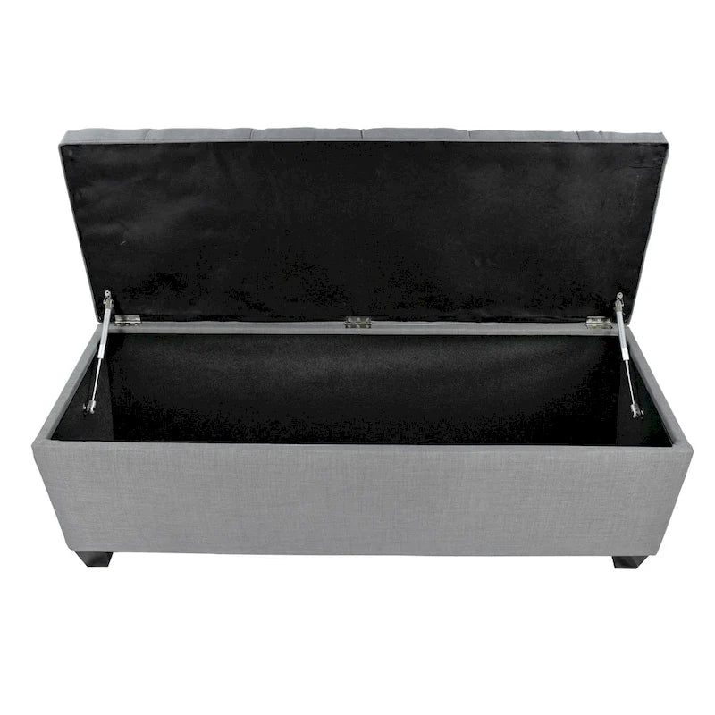 Panca contenitore trapuntata con motivo a rombi, 1 posto, grigia / beige / grigio-rossa / azzurra