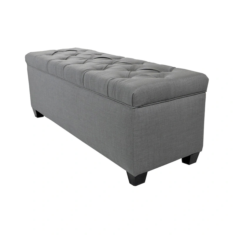 Panca contenitore trapuntata con motivo a rombi, 1 posto, grigia / beige / grigio-rossa / azzurra