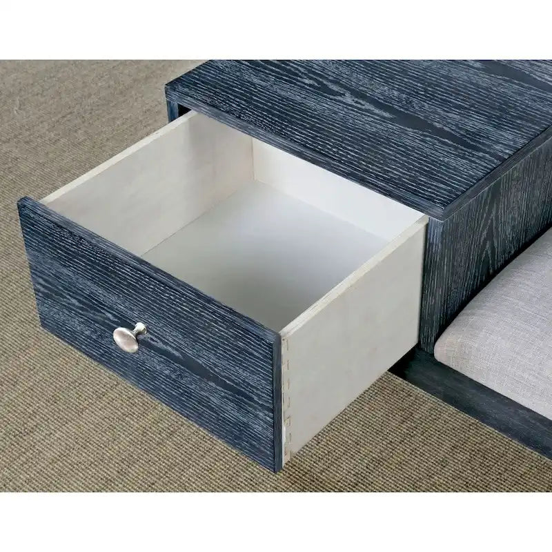Panca accentata contemporanea grigio anticato con 1 cassetto, 1 posto a sedere