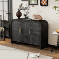 Credenza curva lavata nera anticata/legno naturale – 3 ante, 2 mobili, maniglie dorate, 1 utente