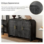Credenza curva lavata nera anticata/legno naturale – 3 ante, 2 mobili, maniglie dorate, 1 utente