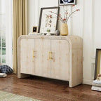 Credenza curva lavata nera anticata/legno naturale – 3 ante, 2 mobili, maniglie dorate, 1 utente