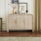 Credenza curva lavata nera anticata/legno naturale – 3 ante, 2 mobili, maniglie dorate, 1 utente