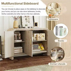 Credenza curva lavata nera anticata/legno naturale – 3 ante, 2 mobili, maniglie dorate, 1 utente