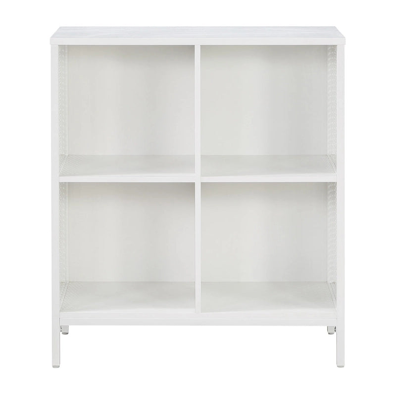 Scaffale a 4 cubi, Legno e Metallo, Frassino Ozark / Bianco / Rovere River