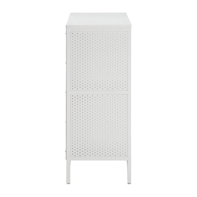 Scaffale a 4 cubi, Legno e Metallo, Frassino Ozark / Bianco / Rovere River