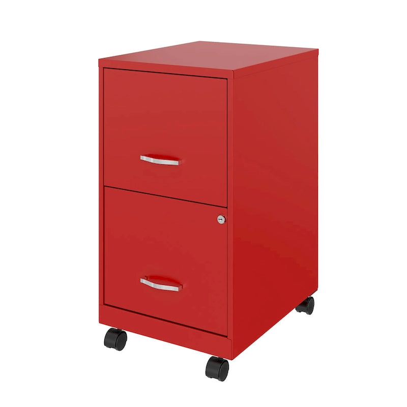 Schedario metallico rosso a 2 cassetti con ruote e serratura, formato Letter, utilizzo per 1 persona
