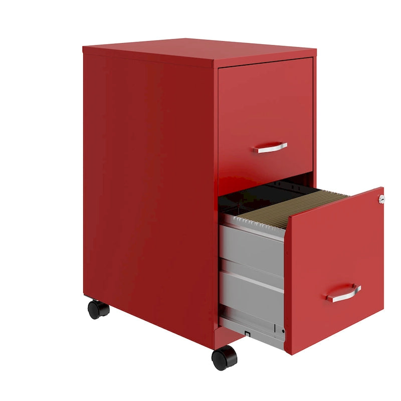 Schedario metallico rosso a 2 cassetti con ruote e serratura, formato Letter, utilizzo per 1 persona