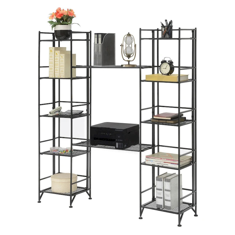 Scaffalatura pieghevole in metallo a 5 ripiani, set da 4 pezzi, bianco o nero