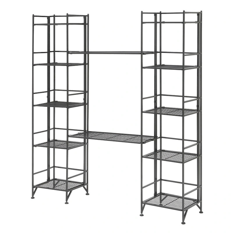 Scaffalatura pieghevole in metallo a 5 ripiani, set da 4 pezzi, bianco o nero