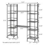 Scaffalatura pieghevole in metallo a 5 ripiani, set da 4 pezzi, bianco o nero