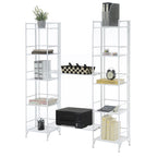 Scaffalatura pieghevole in metallo a 5 ripiani, set da 4 pezzi, bianco o nero