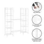 Scaffalatura pieghevole in metallo a 5 ripiani, set da 4 pezzi, bianco o nero