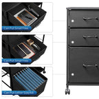 Cassettiera Classificatore Mobile a 3 Cassetti con Ripiano Aperto in Stile Moderno Nero/Marrone Nero