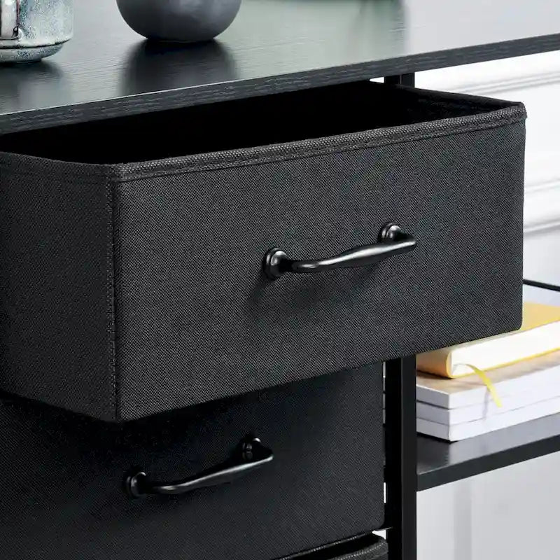 Cassettiera Classificatore Mobile a 3 Cassetti con Ripiano Aperto in Stile Moderno Nero/Marrone Nero