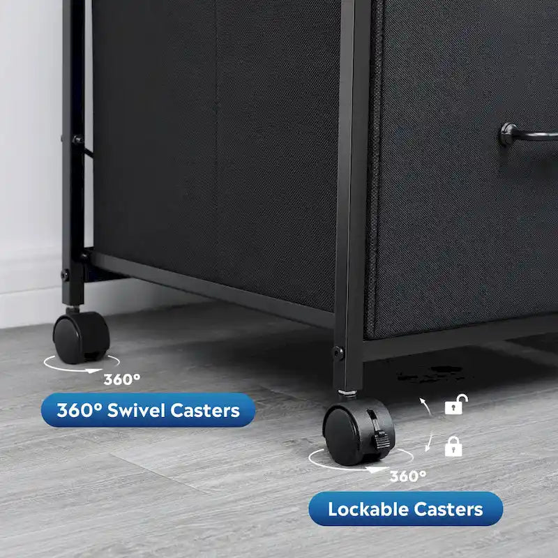 Cassettiera Classificatore Mobile a 3 Cassetti con Ripiano Aperto in Stile Moderno Nero/Marrone Nero