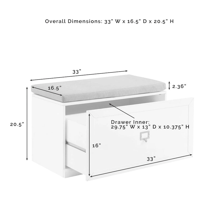 Panca Contenitore da Ingresso Grigia con Cuscino – 1 Posto