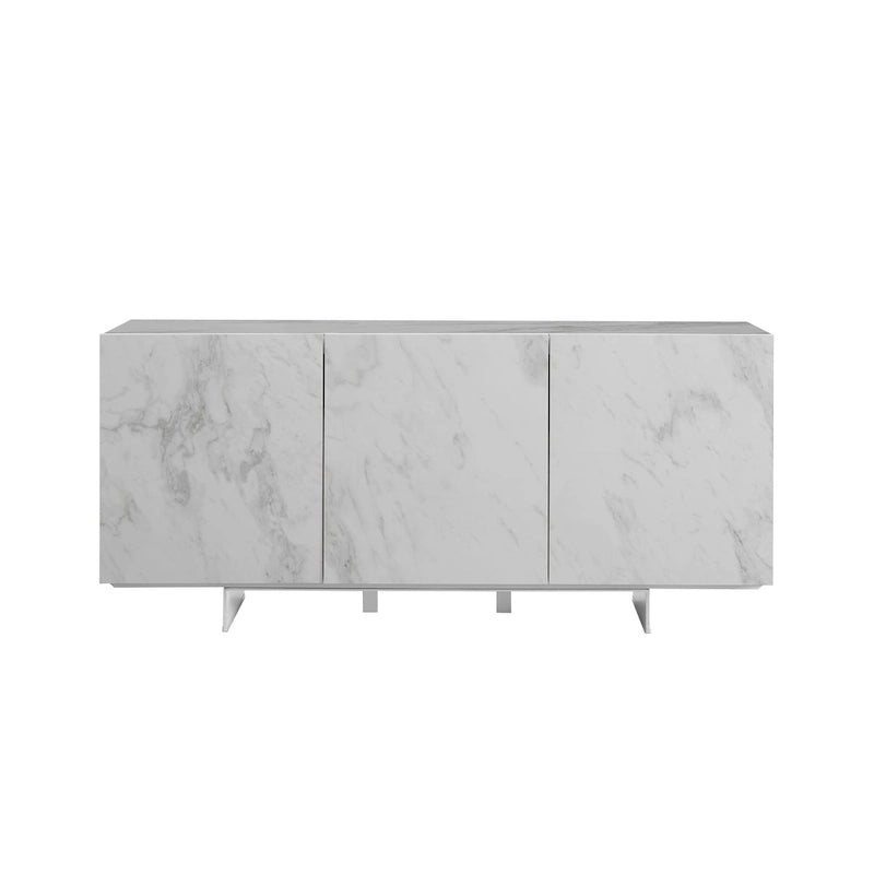 Madia da buffet in ceramica Marmo Bianco / Nero / Grigio, 3 ante