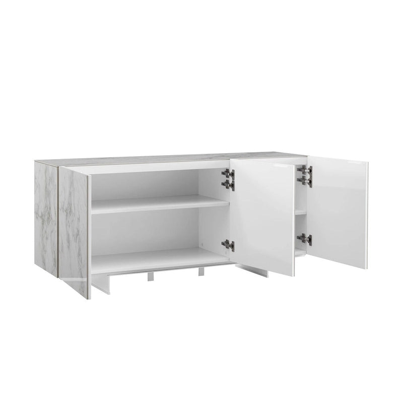 Madia da buffet in ceramica Marmo Bianco / Nero / Grigio, 3 ante