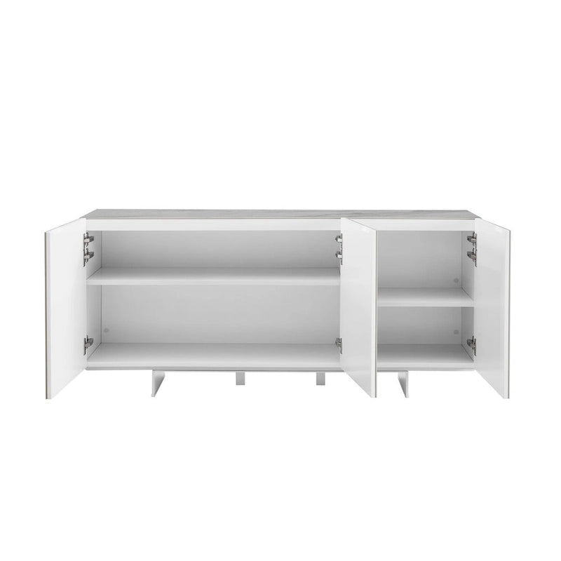 Madia da buffet in ceramica Marmo Bianco / Nero / Grigio, 3 ante