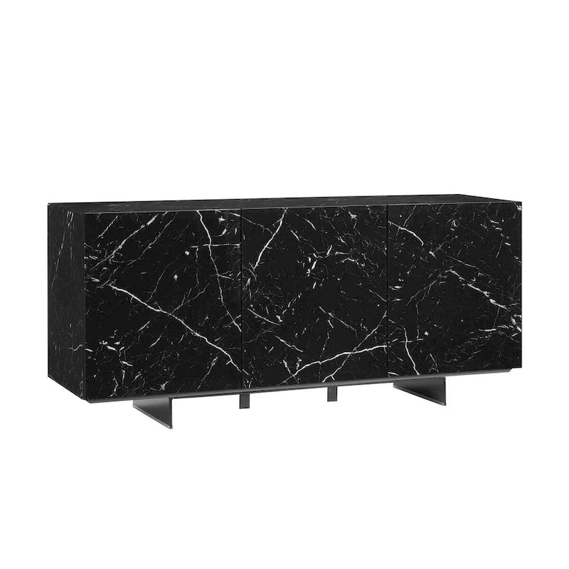 Madia da buffet in ceramica Marmo Bianco / Nero / Grigio, 3 ante