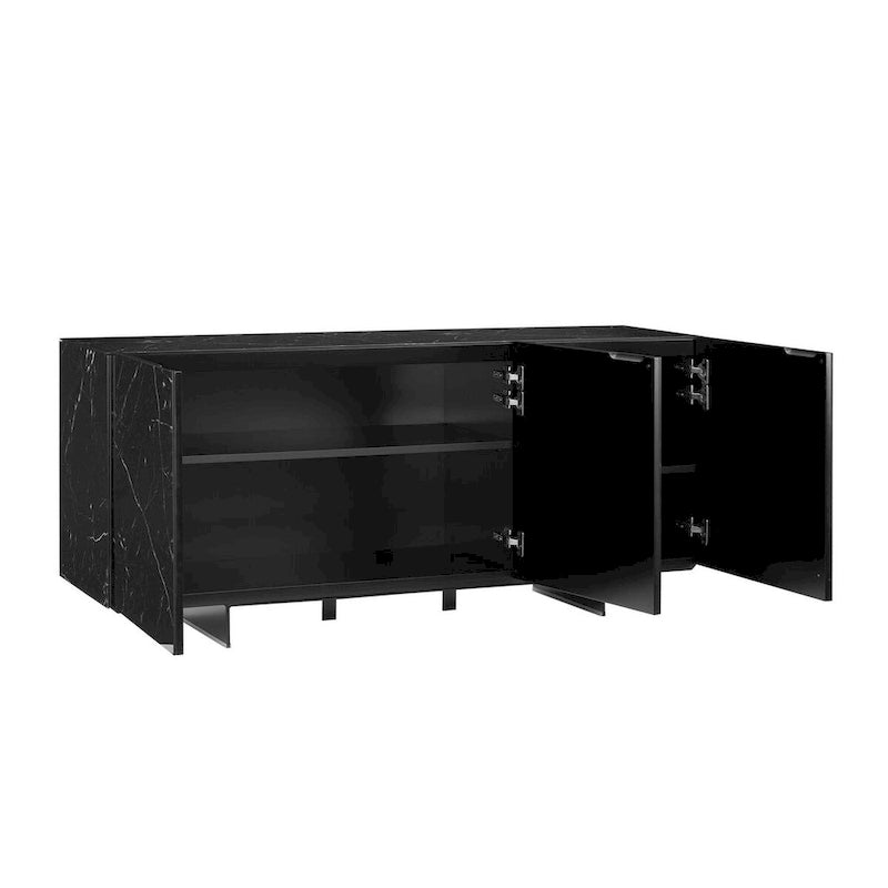 Madia da buffet in ceramica Marmo Bianco / Nero / Grigio, 3 ante