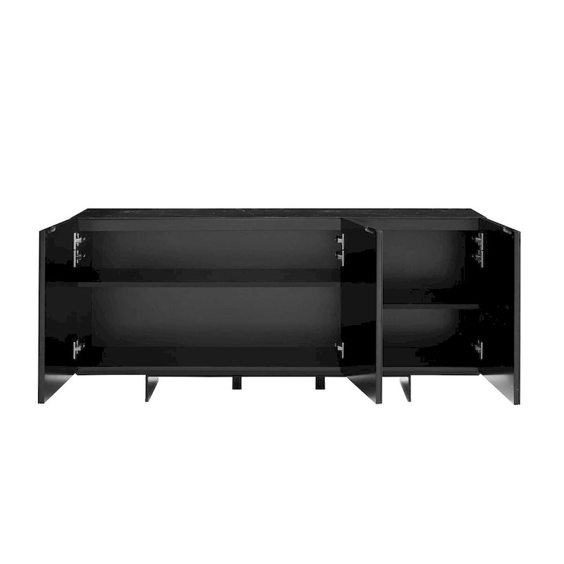 Madia da buffet in ceramica Marmo Bianco / Nero / Grigio, 3 ante