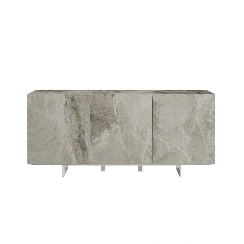 Madia da buffet in ceramica Marmo Bianco / Nero / Grigio, 3 ante