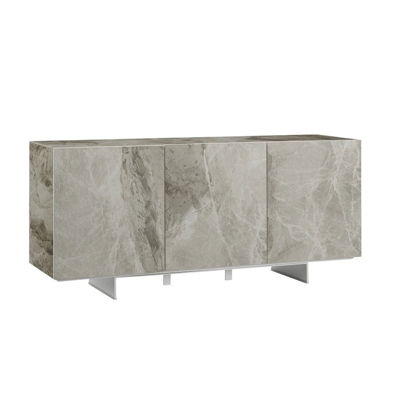 Madia da buffet in ceramica Marmo Bianco / Nero / Grigio, 3 ante