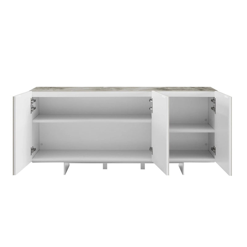 Madia da buffet in ceramica Marmo Bianco / Nero / Grigio, 3 ante
