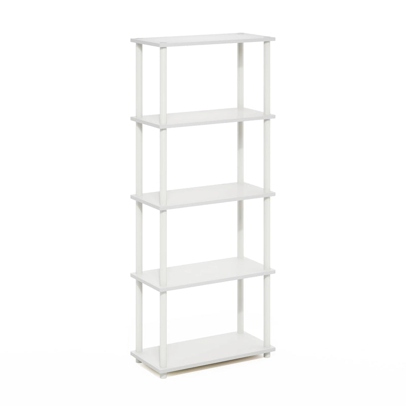 Libreria a 5 ripiani, vari colori, montaggio a 1 persona — Tubo di plastica e MDF