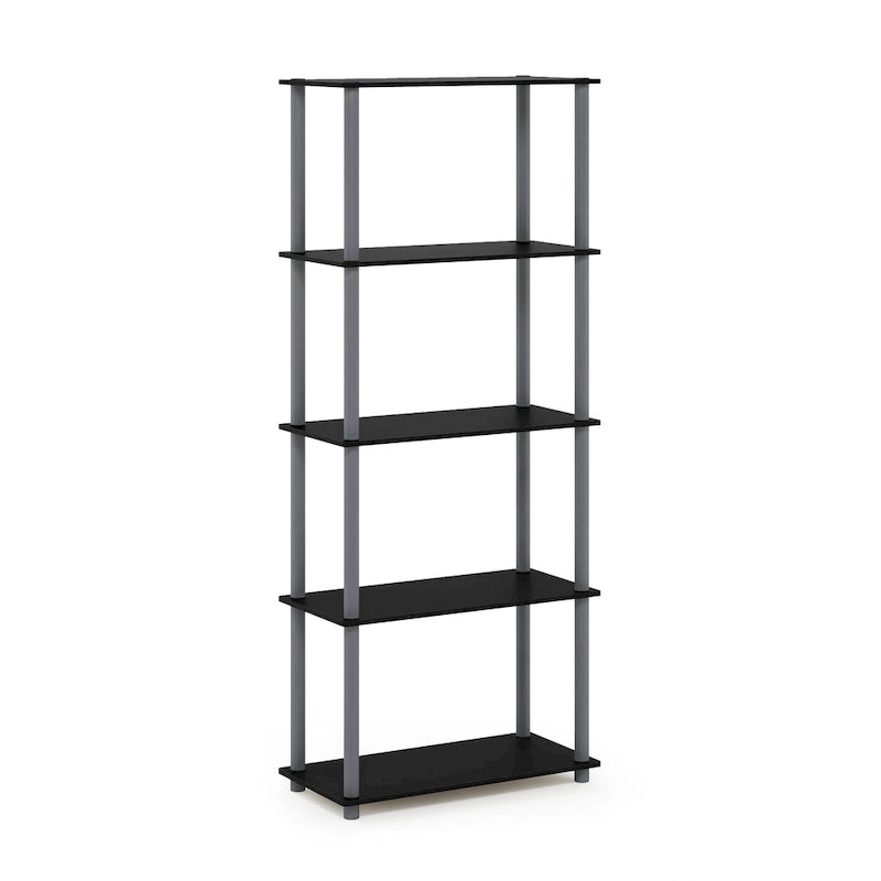 Libreria a 5 ripiani, vari colori, montaggio a 1 persona — Tubo di plastica e MDF