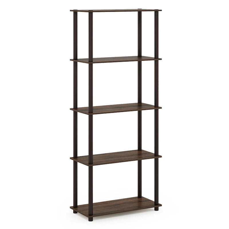 Libreria a 5 ripiani, vari colori, montaggio a 1 persona — Tubo di plastica e MDF