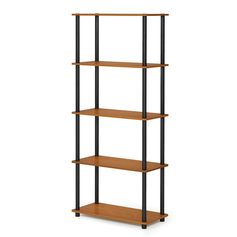 Libreria a 5 ripiani, vari colori, montaggio a 1 persona — Tubo di plastica e MDF