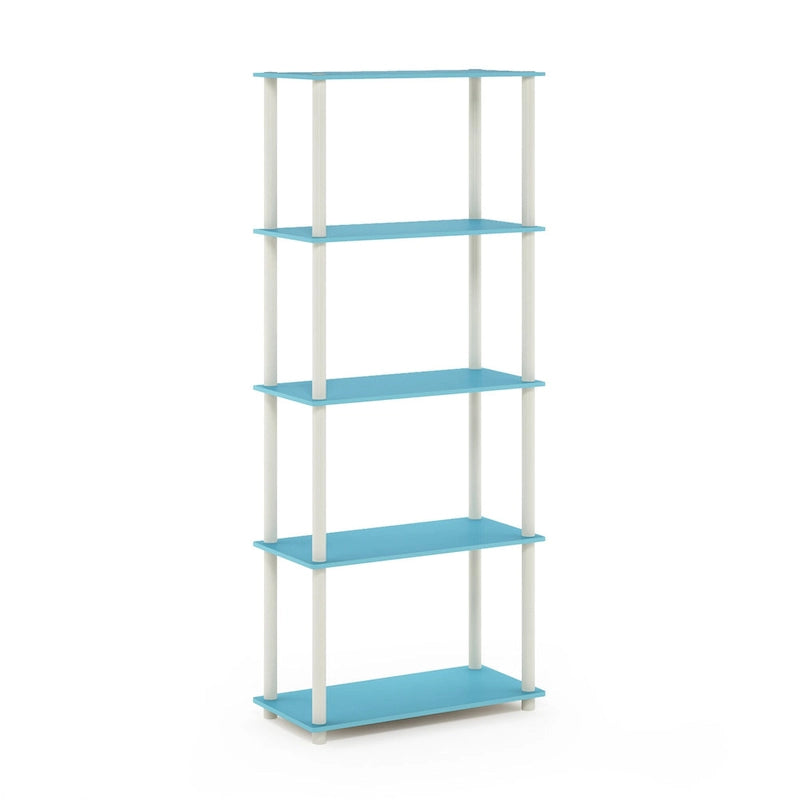 Libreria a 5 ripiani, vari colori, montaggio a 1 persona — Tubo di plastica e MDF
