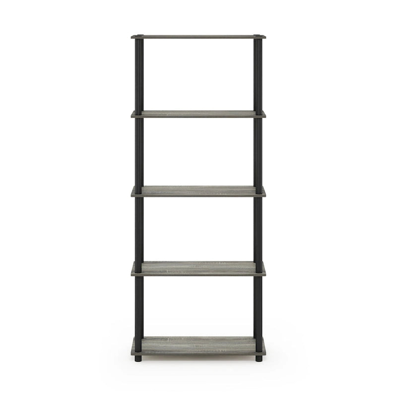 Libreria a 5 ripiani, vari colori, montaggio a 1 persona — Tubo di plastica e MDF